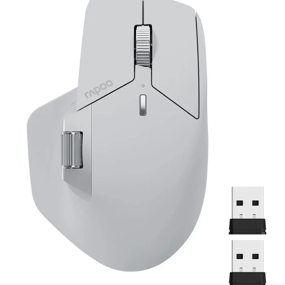 Silver Ergonomic Wireless Mouse with USB Connectivity
